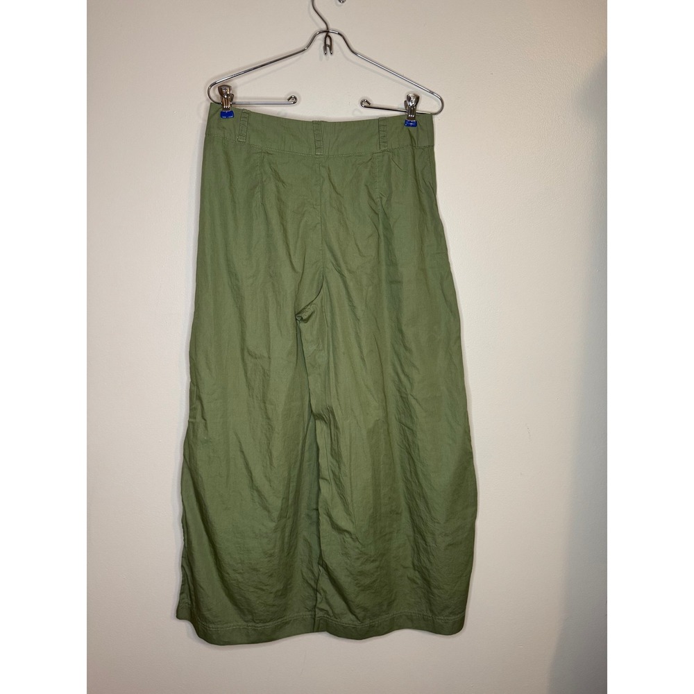 Free People Womens Olive Green Wide Leg Cropped Cotton Pants High Rise Size 8